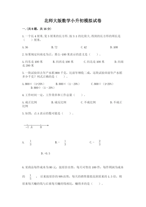 北师大版数学小升初模拟试卷附参考答案（突破训练）.docx