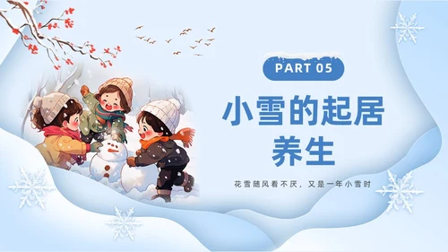 蓝色卡通风小雪节气介绍PPT模板