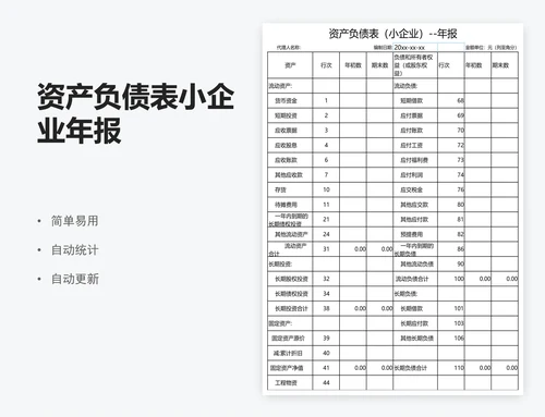 资产负债表小企业年报
