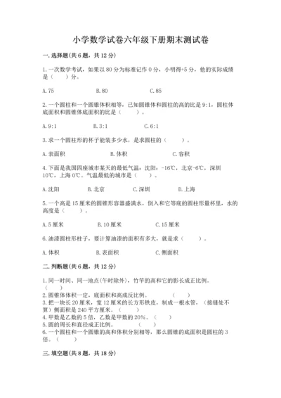 小学数学试卷六年级下册期末测试卷（考点梳理）.docx