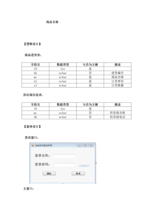 C版进销库存商品基础管理系统.docx