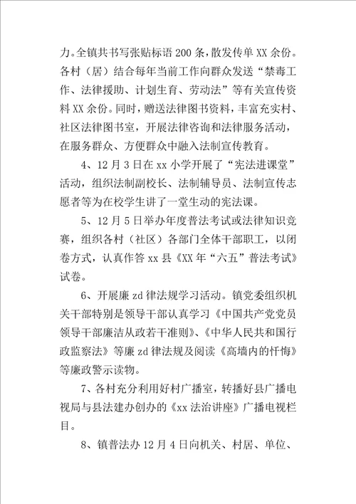 乡镇某年国家宪法日及全国法制宣传日系列活动总结