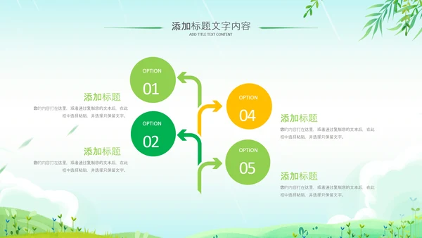 小清新绿遇见春天春季春暖花开植树ppt模板
