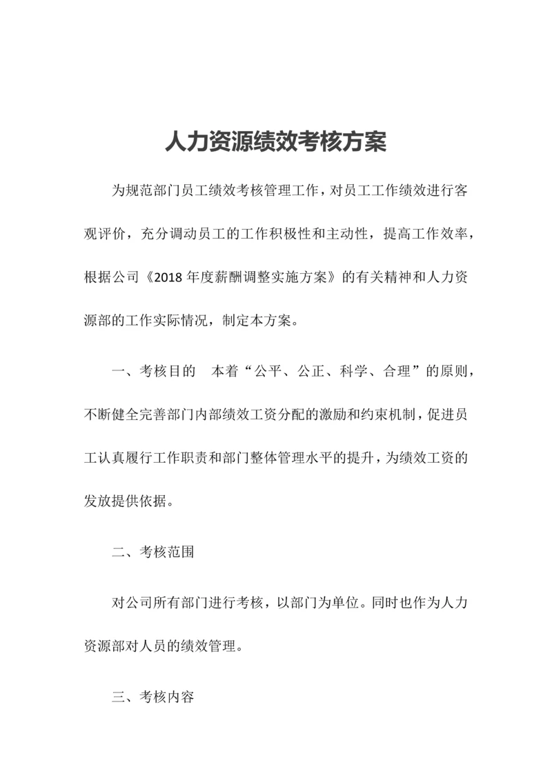 人力资源部绩效考核方案.docx