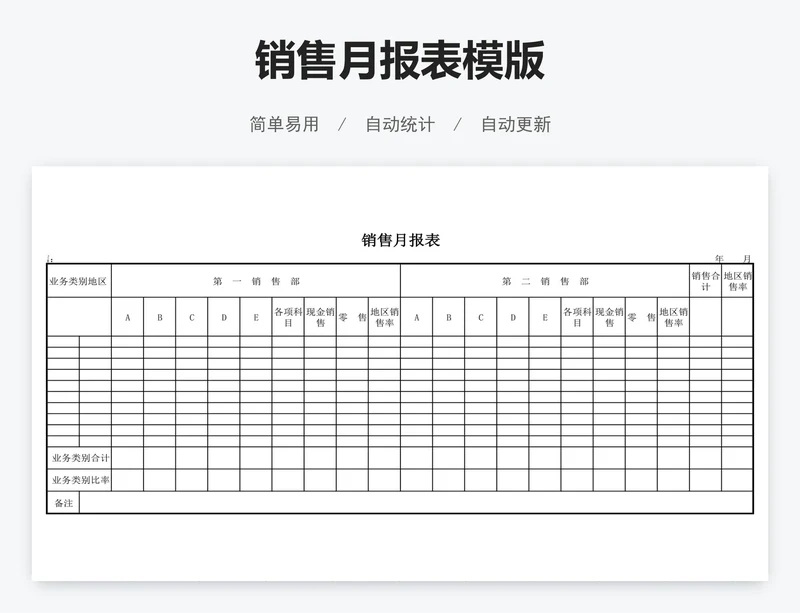 销售月报表模版