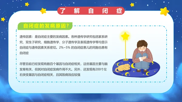 蓝色卡通风世界自闭症日PPT模板