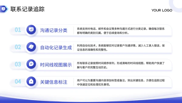 蓝色商务风CRM客户管理系统功能详解PPT