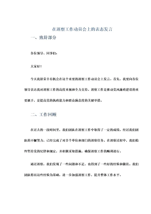 在巡察工作动员会上的表态发言(范文)