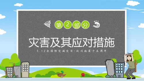 防震减灾卡通清新儿童黑板风防灾减灾平安相伴512全国防灾减灾日主题