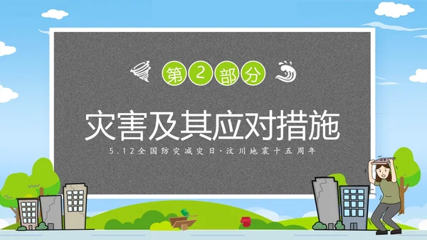 防震减灾卡通清新儿童黑板风防灾减灾平安相伴512全国防灾减灾日主题