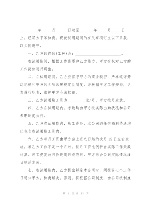 经典员工试用期劳动合同模板.docx