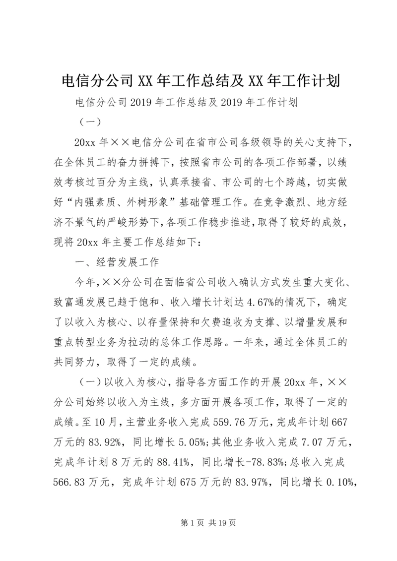 电信分公司XX年工作总结及XX年工作计划.docx