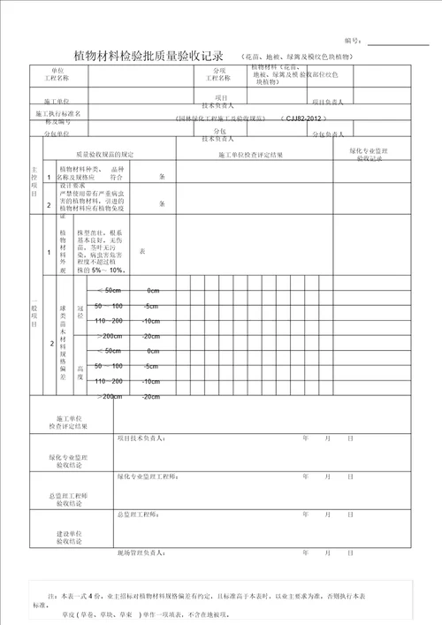 园林绿化工程施工及验收规范表格全