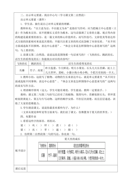 16《夏天里的成长》教学设计