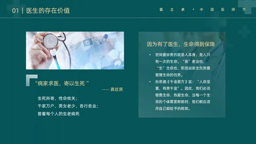 墨绿简约实拍医护医生职业道德培训动态PPT