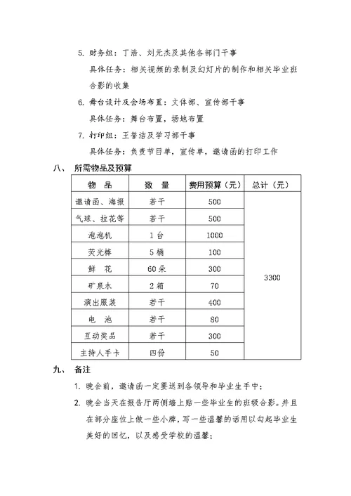 2017南京体院运动系毕业生晚会策划方案