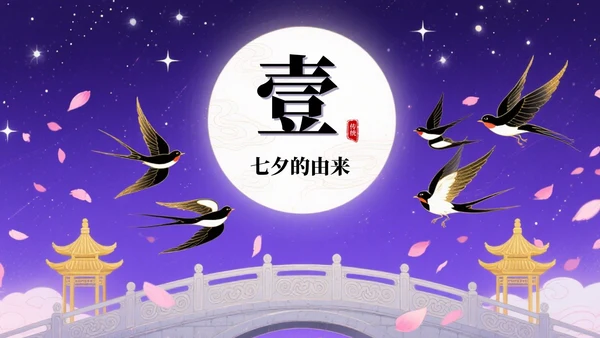 紫色插画风七夕节宣传PPT模板