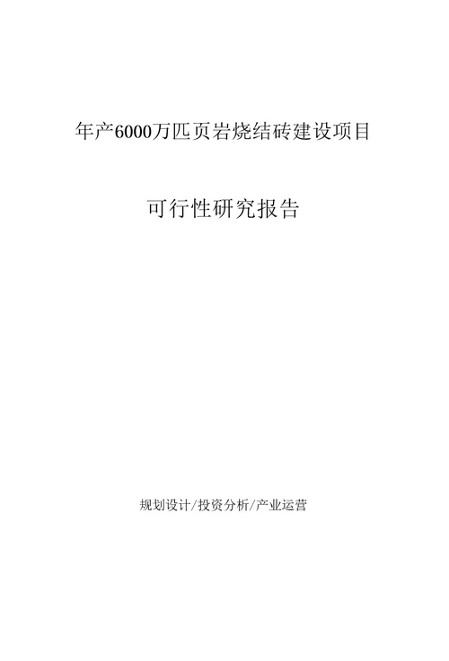 年产6000万匹页岩烧结砖建设项目可行性研究报告