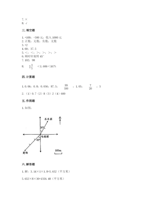 沪教版小学六年级下册数学期末综合素养测试卷附答案（典型题）.docx