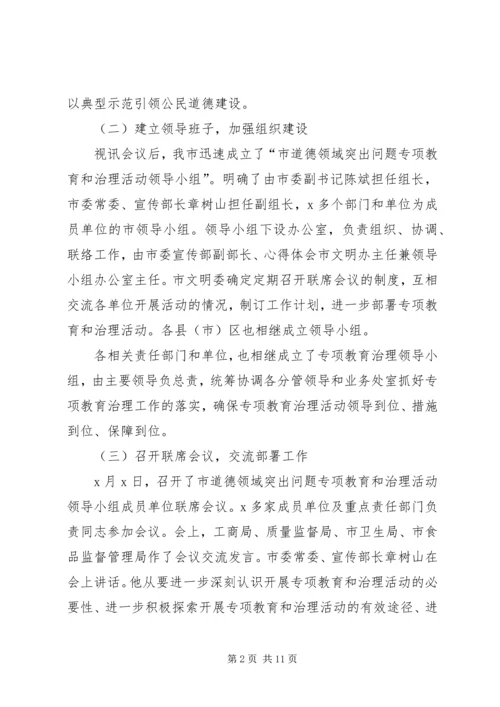 在全市道德领域突出问题专项教育和治理活动汇报会上的发言.docx