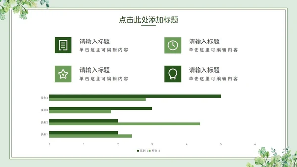 绿色简约小清新水彩叶子教学PPT模板