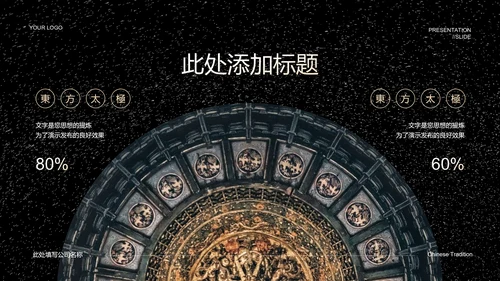 黑色中国风东方太极PPT演示模板