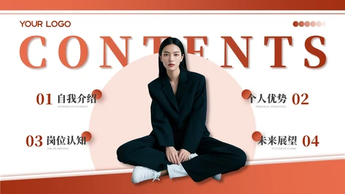 橙色商务风个人简介通用PPT模板