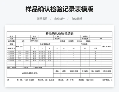 样品确认检验记录表模版