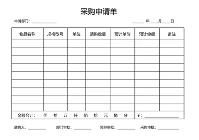 采购申请单请购单
