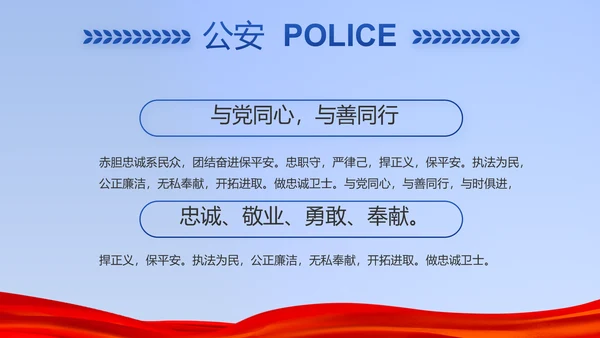 蓝色公安警察年年终总结述职报告PPT