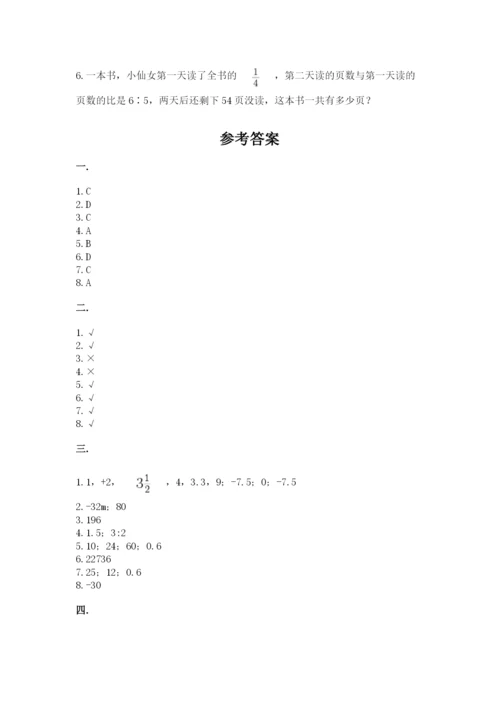 河南省平顶山市六年级下册数学期末考试试卷【夺冠系列】.docx