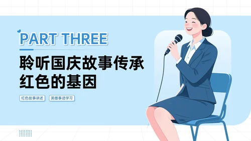 蓝色插画风国庆亲子活动讲座PPT模板