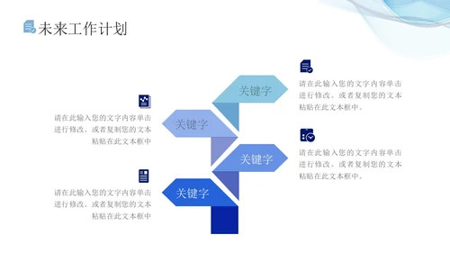 蓝色流体线条简约商务办公室年终总结PPT模板