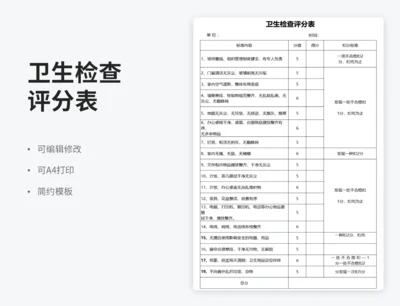 卫生检查评分表