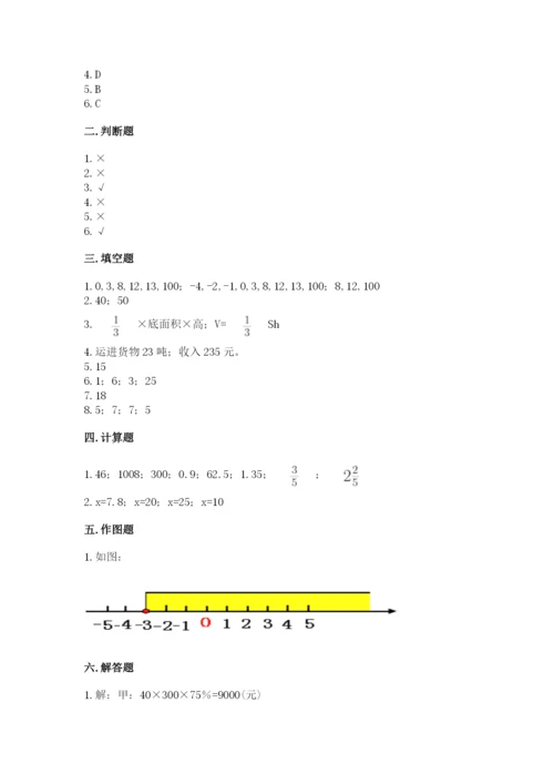 景谷傣族彝族自治县六年级下册数学期末测试卷及参考答案.docx