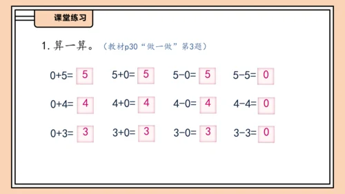 【课堂无忧】人教版一年级上册-1.9 0的认识和加减法（课件）(共32张PPT)