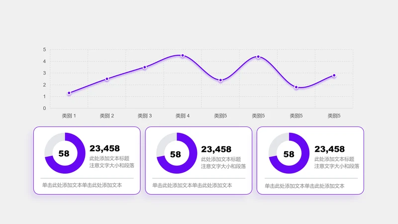 图表页-紫色商务风3项环形图折线图