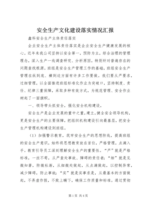 安全生产文化建设落实情况汇报.docx