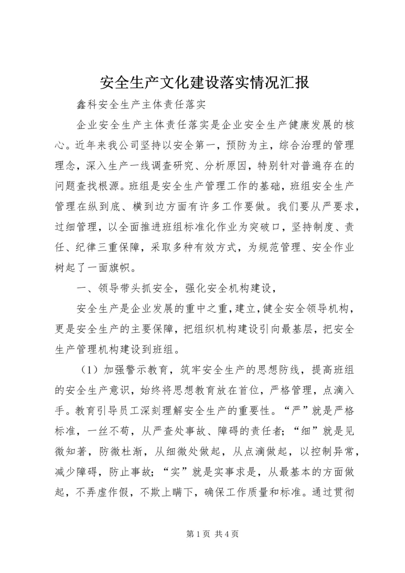 安全生产文化建设落实情况汇报.docx