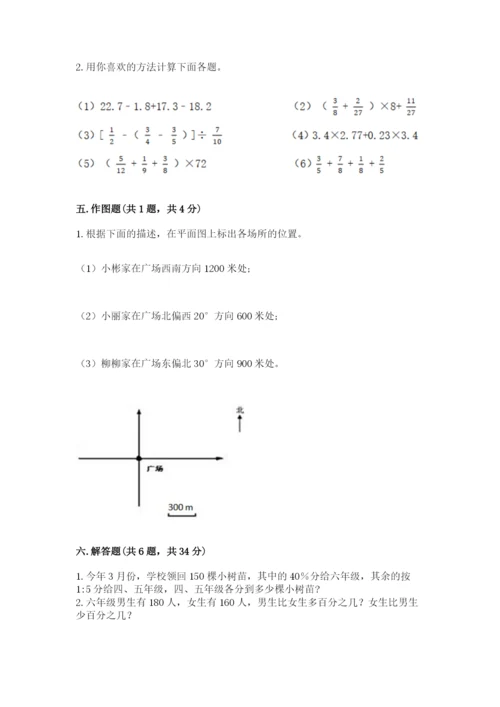 人教版六年级上册数学期末测试卷附答案【模拟题】.docx