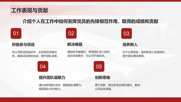 红色商务风入党申请与思想成长汇报PPT模板