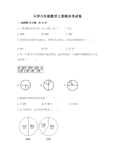 小学六年级数学上册期末考试卷一套.docx