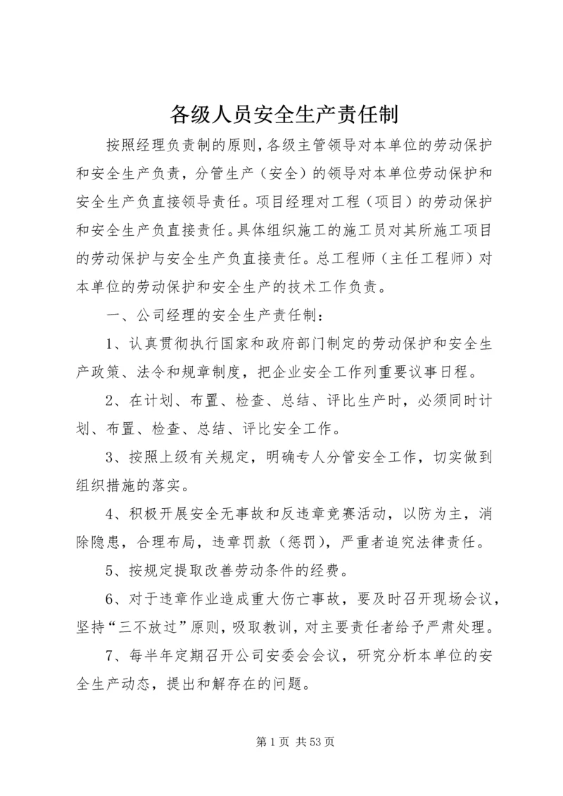 各级人员安全生产责任制 (2).docx