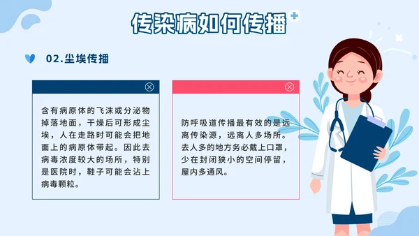 蓝色几何卡通夏季传染病预防班会课带内容PPT模板
