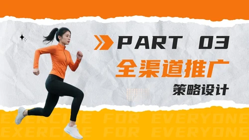 橙色创意撕纸风全民健身：极限燃力场健身房推广PPT模板
