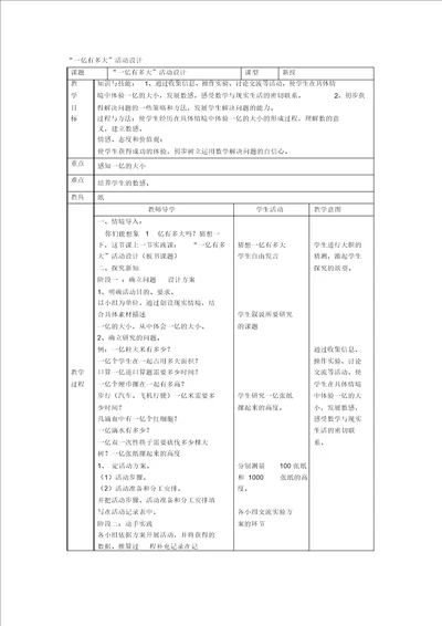 “一亿有多大活动设计方案教案