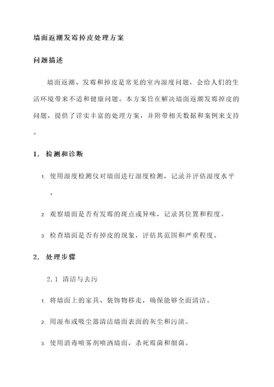 墙面返潮发霉掉皮处理方案