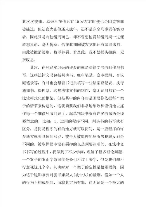 大学生法院实习工作总结报告