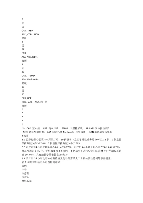 参松养心胶囊对心率的影响