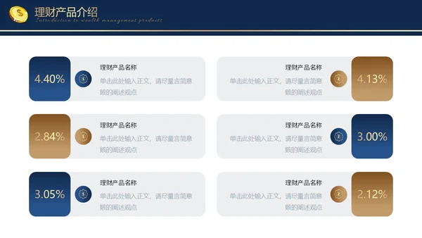 蓝色金色烫金大气商务金融理财融资投资通用PPT模板